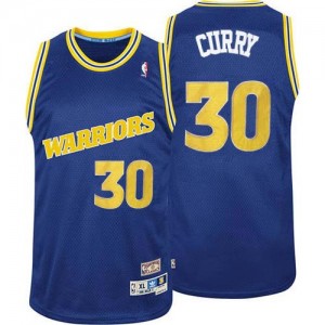 Maillot Authentic Golden State Warriors NBA Throwback Bleu - #30 Stephen Curry - Homme