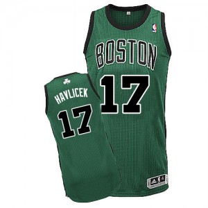 Maillot NBA Boston Celtics #17 John Havlicek Vert (No. noir) Adidas Authentic Alternate - Homme