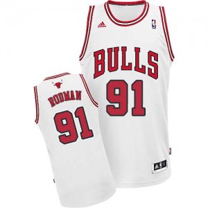 Maillot Swingman Chicago Bulls NBA Home Blanc - #91 Dennis Rodman - Homme