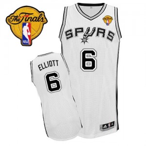 San Antonio Spurs #6 Adidas Home Finals Patch Blanc Authentic Maillot d'équipe de NBA Discount - Sean Elliott pour Homme