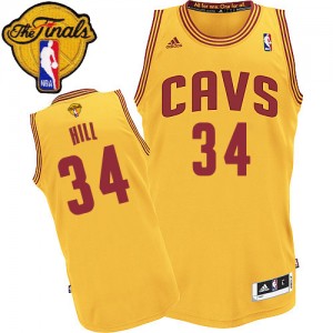 Maillot Adidas Or Alternate 2015 The Finals Patch Authentic Cleveland Cavaliers - Tyrone Hill #34 - Homme