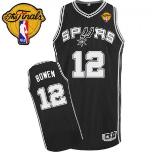 Maillot NBA Authentic Bruce Bowen #12 San Antonio Spurs Road Finals Patch Noir - Homme