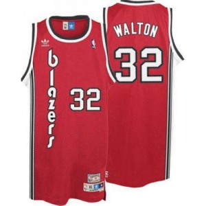 Maillot NBA Portland Trail Blazers #32 Bill Walton Rouge Adidas Swingman Throwback - Homme