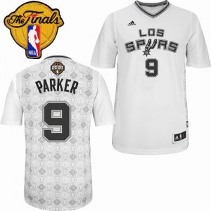 Maillot NBA San Antonio Spurs #9 Tony Parker Blanc Adidas Authentic New Latin Nights Finals Patch - Homme