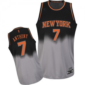Maillot NBA New York Knicks #7 Carmelo Anthony Gris noir Adidas Authentic Fadeaway Fashion - Homme
