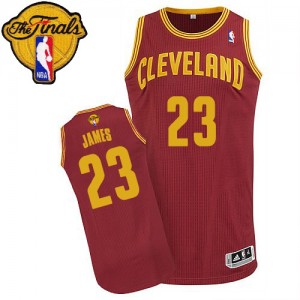Maillot Adidas Vin Rouge Road 2015 The Finals Patch Authentic Cleveland Cavaliers - LeBron James #23 - Homme