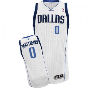 Dallas Mavericks #0 Adidas Home Blanc Authentic Maillot d'équipe de NBA Soldes discount - Wesley Matthews pour Homme