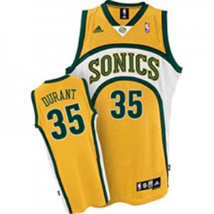 Oklahoma City Thunder Kevin Durant #35 SuperSonics Authentic Maillot d'équipe de NBA - Jaune pour Homme