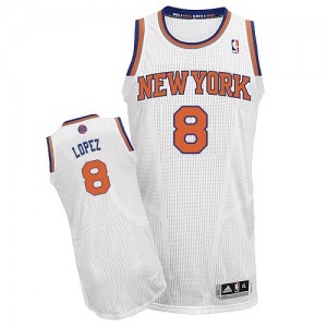 Maillot NBA Blanc Robin Lopez #8 New York Knicks Home Authentic Femme Adidas