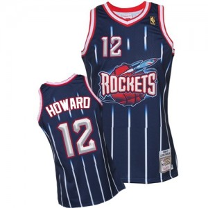 Maillot NBA Houston Rockets #12 Dwight Howard Bleu marin Mitchell and Ness Authentic Hardwood Classic Fashion - Homme