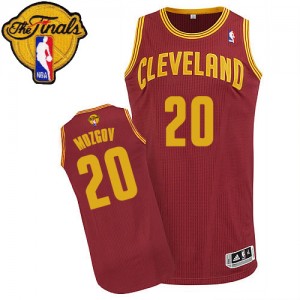 Maillot NBA Authentic Timofey Mozgov #20 Cleveland Cavaliers Road 2015 The Finals Patch Vin Rouge - Homme