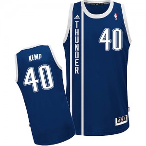 Maillot NBA Oklahoma City Thunder #40 Shawn Kemp Bleu marin Adidas Swingman Alternate - Homme