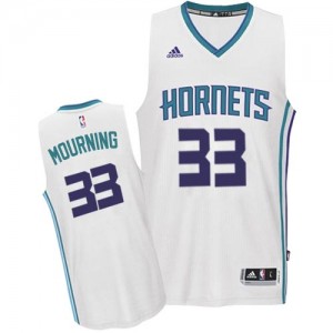 Maillot NBA Blanc Alonzo Mourning #33 Charlotte Hornets Home Authentic Homme Adidas