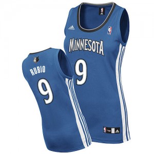 Minnesota Timberwolves Ricky Rubio #9 Road Swingman Maillot d'équipe de NBA - Slate Blue pour Femme