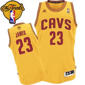 Maillot NBA Cleveland Cavaliers #23 LeBron James Or Adidas Swingman Alternate 2015 The Finals Patch - Homme