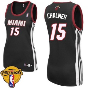 Maillot NBA Noir Mario Chalmer #15 Miami Heat Road Finals Patch Swingman Femme Adidas