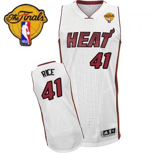 Maillot NBA Miami Heat #41 Glen Rice Blanc Adidas Authentic Home Finals Patch - Homme