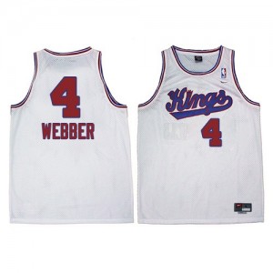 Maillot NBA Sacramento Kings #4 Chris Webber Blanc Adidas Swingman New Throwback - Homme