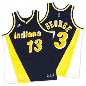 Maillot Authentic Indiana Pacers NBA Throwback Marine / Or - #13 Paul George - Homme
