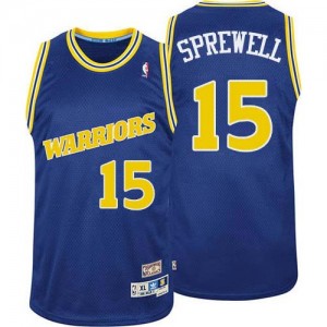 Maillot Authentic Golden State Warriors NBA Throwback Bleu - #15 Latrell Sprewell - Homme