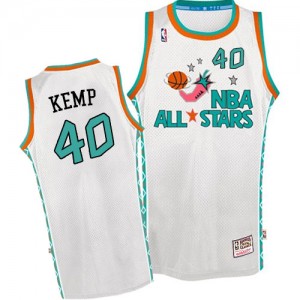 Maillot NBA Blanc Shawn Kemp #40 Oklahoma City Thunder Throwback 1996 All Star Authentic Homme Mitchell and Ness