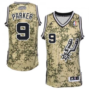 Maillot NBA San Antonio Spurs #9 Tony Parker Camo Adidas Authentic - Homme