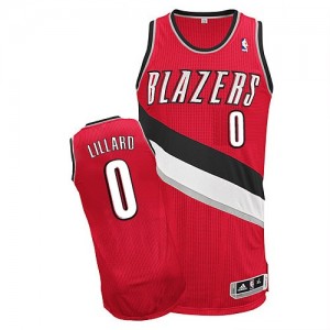 Maillot NBA Rouge Damian Lillard #0 Portland Trail Blazers Alternate Authentic Femme Adidas