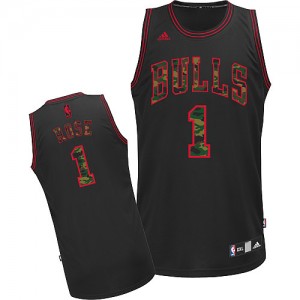 Chicago Bulls Derrick Rose #1 Fashion Swingman Maillot d'équipe de NBA - Camo noir pour Homme