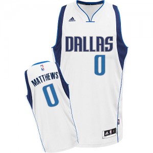 Maillot NBA Blanc Wesley Matthews #0 Dallas Mavericks Home Swingman Enfants Adidas