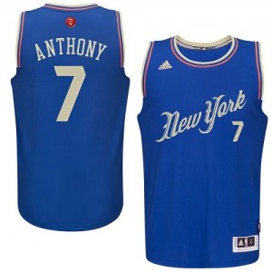 Maillot Adidas Bleu 2015-16 Christmas Day Swingman New York Knicks - Carmelo Anthony #7 - Homme