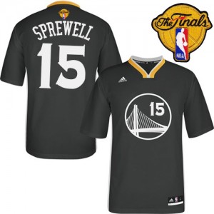 Golden State Warriors Latrell Sprewell #15 Alternate 2015 The Finals Patch Swingman Maillot d'équipe de NBA - Noir pour Homme