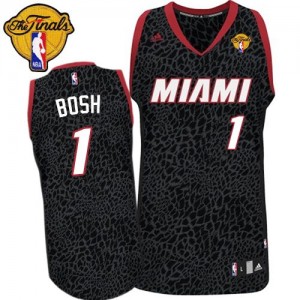 Maillot NBA Miami Heat #1 Chris Bosh Noir Adidas Swingman Crazy Light Finals Patch - Homme