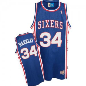Maillot Adidas Bleu Throwback Authentic Philadelphia 76ers - Charles Barkley #34 - Homme