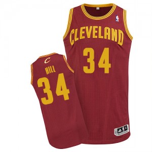 Maillot NBA Authentic Tyrone Hill #34 Cleveland Cavaliers Road Vin Rouge - Homme