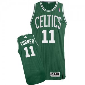 Maillot NBA Boston Celtics #11 Evan Turner Vert (No Blanc) Adidas Authentic Road - Homme