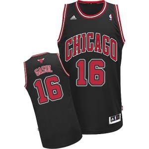 Maillot NBA Chicago Bulls #16 Pau Gasol Noir Adidas Swingman Alternate - Homme