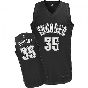 Maillot Adidas Noir Blanc Authentic Oklahoma City Thunder - Kevin Durant #35 - Homme
