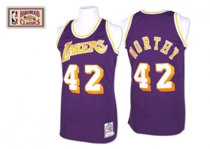 Maillot NBA Los Angeles Lakers #42 James Worthy Violet Mitchell and Ness Authentic Throwback - Homme