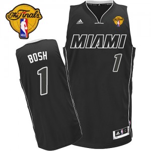 Maillot Adidas Noir Blanc Finals Patch Swingman Miami Heat - Chris Bosh #1 - Homme