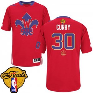 Maillot NBA Golden State Warriors #30 Stephen Curry Rouge Adidas Authentic 2014 All Star 2015 The Finals Patch - Homme