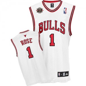 Maillot Adidas Blanc Home 20TH Anniversary Swingman Chicago Bulls - Derrick Rose #1 - Homme