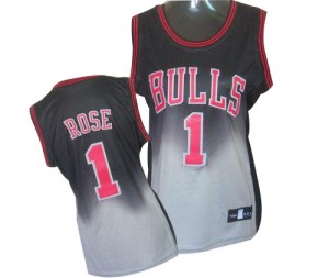Maillot NBA Chicago Bulls #1 Derrick Rose Gris noir Adidas Authentic Fadeaway Fashion - Femme