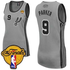 Maillot NBA Gris argenté Tony Parker #9 San Antonio Spurs Alternate Finals Patch Authentic Femme Adidas