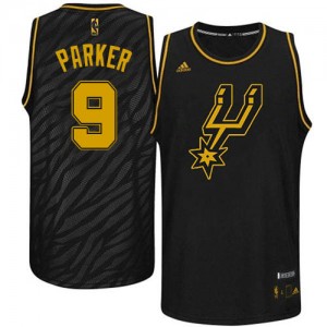 San Antonio Spurs #9 Adidas Precious Metals Fashion Noir Authentic Maillot d'équipe de NBA Promotions - Tony Parker pour Homme