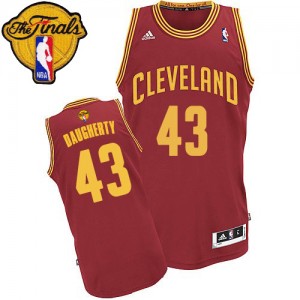 Maillot NBA Cleveland Cavaliers #43 Brad Daugherty Vin Rouge Adidas Swingman Road 2015 The Finals Patch - Homme