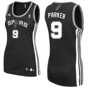 San Antonio Spurs #9 Adidas Road Noir Swingman Maillot d'équipe de NBA boutique en ligne - Tony Parker pour Femme
