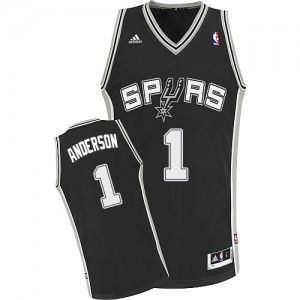 Maillot NBA San Antonio Spurs #1 Kyle Anderson Noir Adidas Swingman Road - Homme