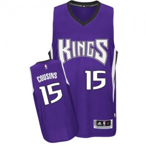 Maillot NBA Sacramento Kings #15 DeMarcus Cousins Violet Adidas Authentic Road - Homme