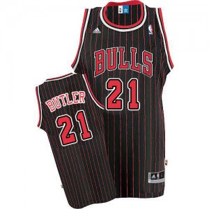 Maillot NBA Noir Rouge Jimmy Butler #21 Chicago Bulls Strip Authentic Homme Adidas
