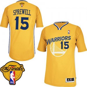 Maillot Adidas Or Alternate 2015 The Finals Patch Authentic Golden State Warriors - Latrell Sprewell #15 - Homme